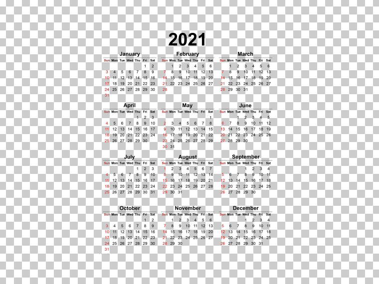 日历2021透明背景PNG