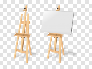 Canvas Easel Wooden Board Transparent Background 帆布画架木板透明背景 PNG图片