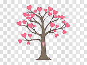 Red Heart Tree Transparent Image 红心树透明图像 PNG图片