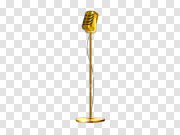 Gold Mic Transparent Image 金色麦克风透明图像 PNG图片